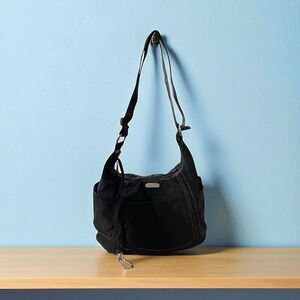 Baggallini Hobo Black Tote Nylon Adjustable Shoulder Strap Bag Excellent Conditi